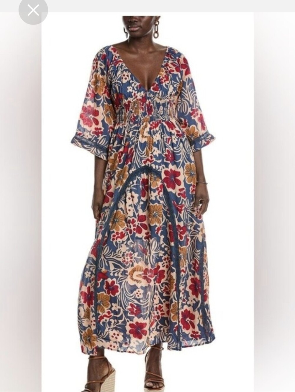 Free People-S-Printed Dixie Maxi Dress in the vintage indigo combo colorway - Picture 10 of 10